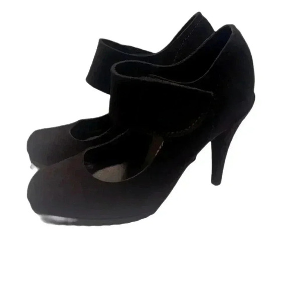 Pedro Garcia Black suede stylish day 2 nite platform Maryjane Velcro heel pump 8 - Picture 4 of 6